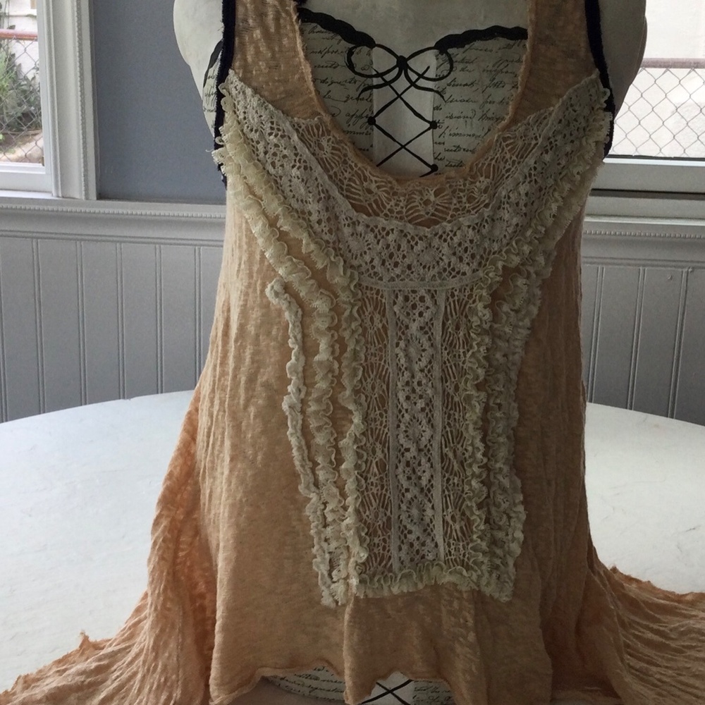 Free People Asymmetrical Gauzy Lace Top - Picture 6 of 9